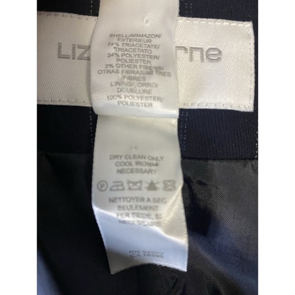 Liz Claiborne Women's Navy Blue Striped Lined Petite Blazer Jacket Size 4P - Picture 6 of 9